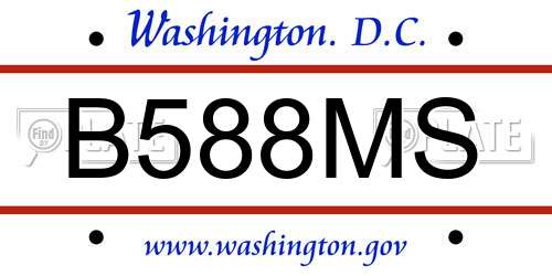 B588MS District Of Columbia License Plate