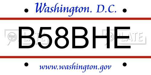 B58BHE District Of Columbia License Plate