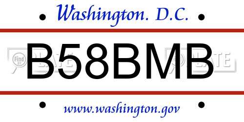 B58BMB District Of Columbia License Plate