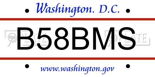 B58BMS District Of Columbia License Plate