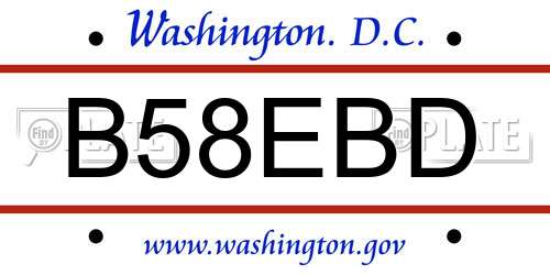 B58EBD District Of Columbia License Plate