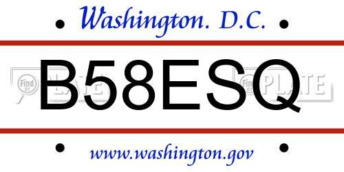 B58ESQ District Of Columbia License Plate
