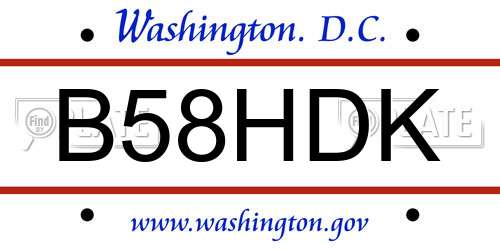 B58HDK District Of Columbia License Plate
