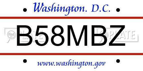 B58MBZ District Of Columbia License Plate
