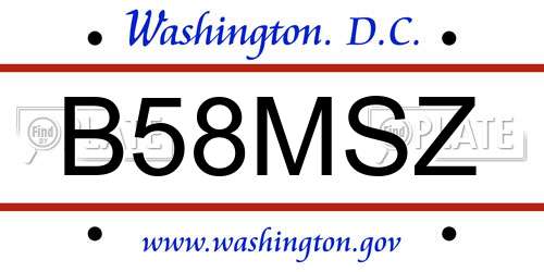 B58MSZ District Of Columbia License Plate