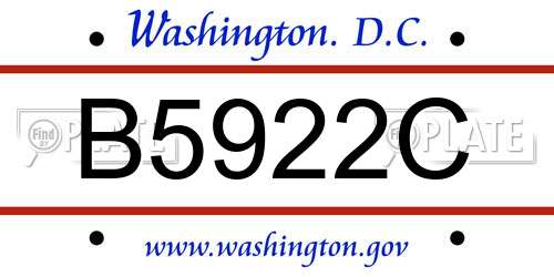 B5922C District Of Columbia License Plate