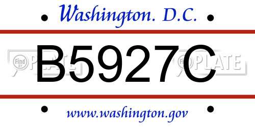B5927C District Of Columbia License Plate