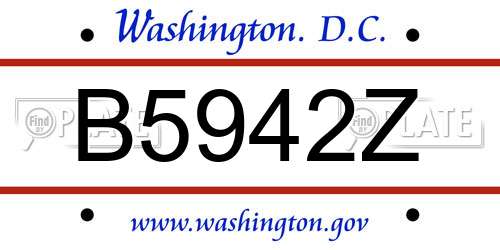 B5942Z District Of Columbia License Plate