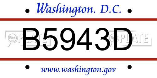 B5943D District Of Columbia License Plate