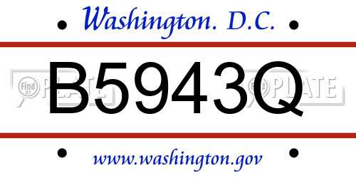 B5943Q District Of Columbia License Plate
