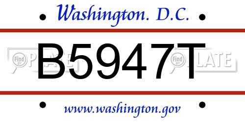 B5947T District Of Columbia License Plate