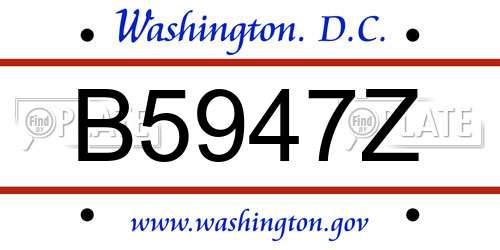 B5947Z District Of Columbia License Plate