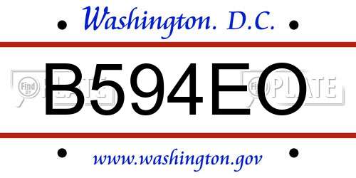 B594EO District Of Columbia License Plate
