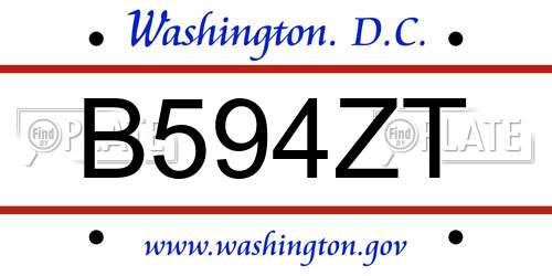 B594ZT District Of Columbia License Plate