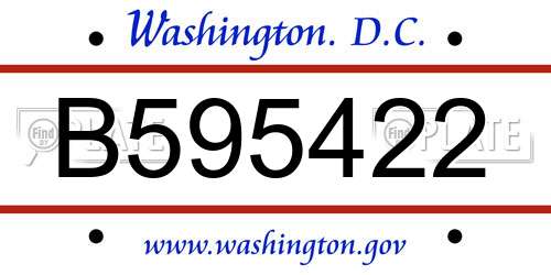 B595422 District Of Columbia License Plate