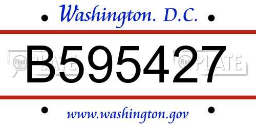 B595427 District Of Columbia License Plate