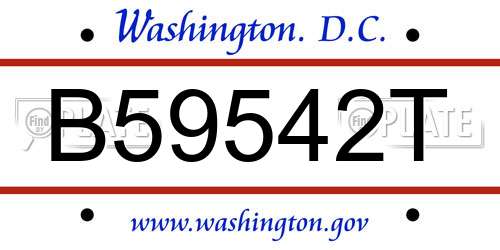 B59542T District Of Columbia License Plate