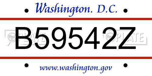 B59542Z District Of Columbia License Plate