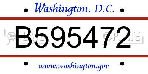 B595472 District Of Columbia License Plate