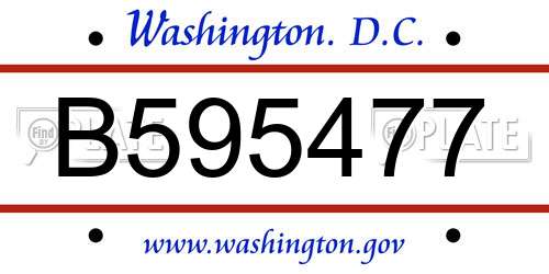 B595477 District Of Columbia License Plate