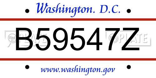 B59547Z District Of Columbia License Plate
