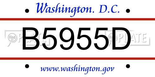 B5955D District Of Columbia License Plate