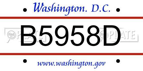B5958D District Of Columbia License Plate