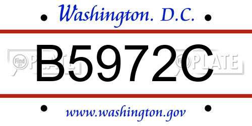 B5972C District Of Columbia License Plate
