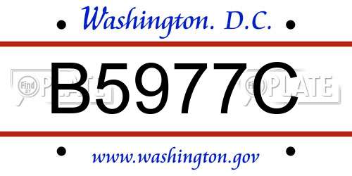 B5977C District Of Columbia License Plate
