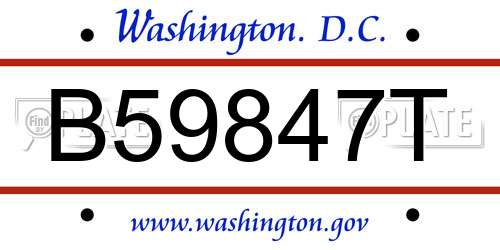 B59847T District Of Columbia License Plate