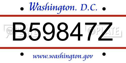 B59847Z District Of Columbia License Plate