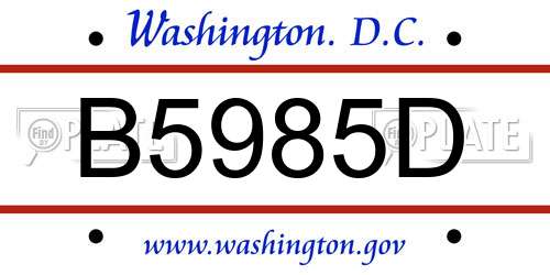 B5985D District Of Columbia License Plate