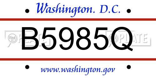B5985Q District Of Columbia License Plate