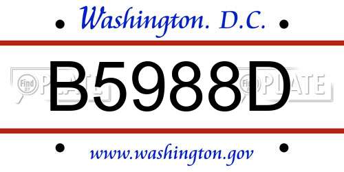 B5988D District Of Columbia License Plate