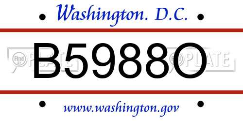 B5988O District Of Columbia License Plate