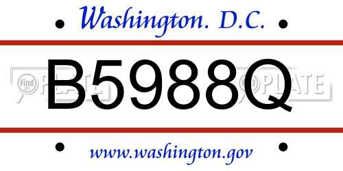 B5988Q District Of Columbia License Plate