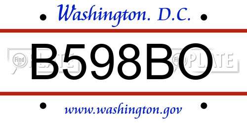 B598BO District Of Columbia License Plate