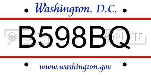 B598BQ District Of Columbia License Plate