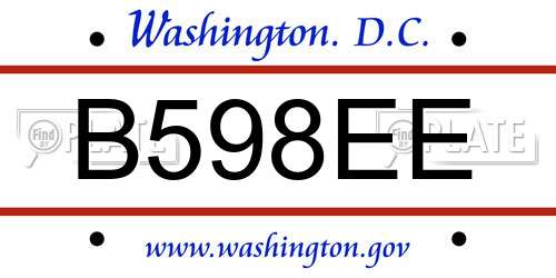 B598EE District Of Columbia License Plate