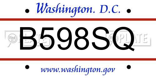 B598SQ District Of Columbia License Plate
