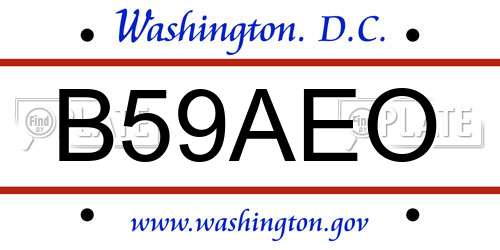 B59AEO District Of Columbia License Plate