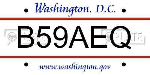 B59AEQ District Of Columbia License Plate