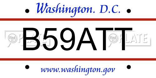 B59ATT District Of Columbia License Plate