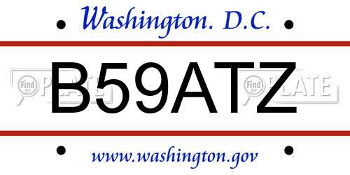 B59ATZ District Of Columbia License Plate