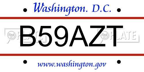 B59AZT District Of Columbia License Plate
