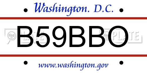 B59BBO District Of Columbia License Plate