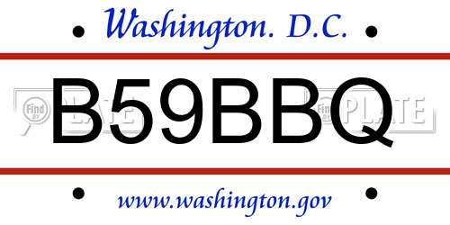 B59BBQ District Of Columbia License Plate