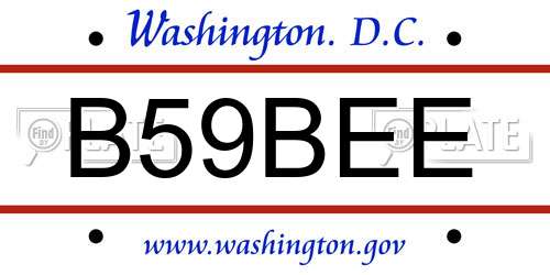 B59BEE District Of Columbia License Plate