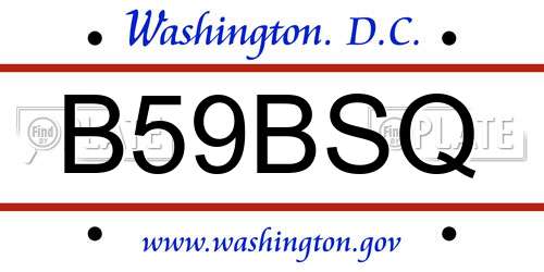 B59BSQ District Of Columbia License Plate