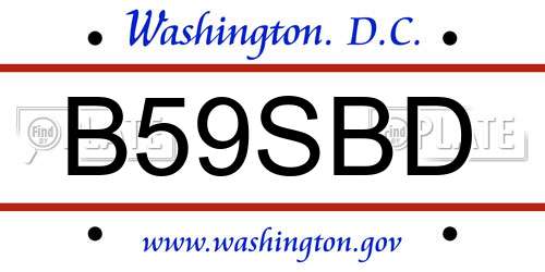 B59SBD District Of Columbia License Plate